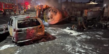 Massive Fire Erupts After Tanker Explosion on Otedola Bridge, Lagos