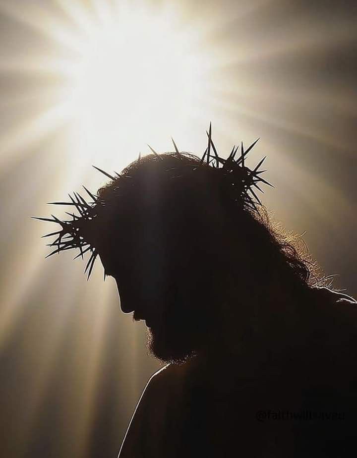 Silhouette of Jesus Christ with crown of thorns and radiant light symbolizing His sacrifice and resurrection, representing the true meaning of Easter in 2025