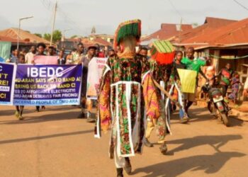 Masquerades Lead Protest in Kwara Over High Electricity Bills and Tariff Reclassification