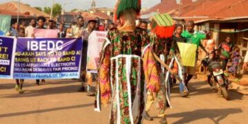 Masquerades Lead Protest in Kwara Over High Electricity Bills and Tariff Reclassification