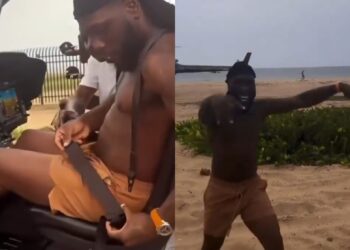 [Watch Video] Burna Boy Celebrates After Successfully Flying a Helicopter